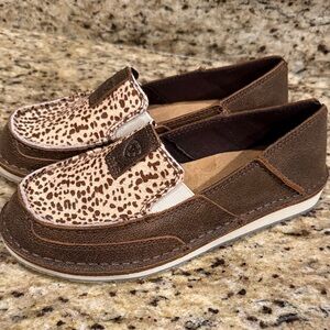 Brown and Cream Women's Loafers